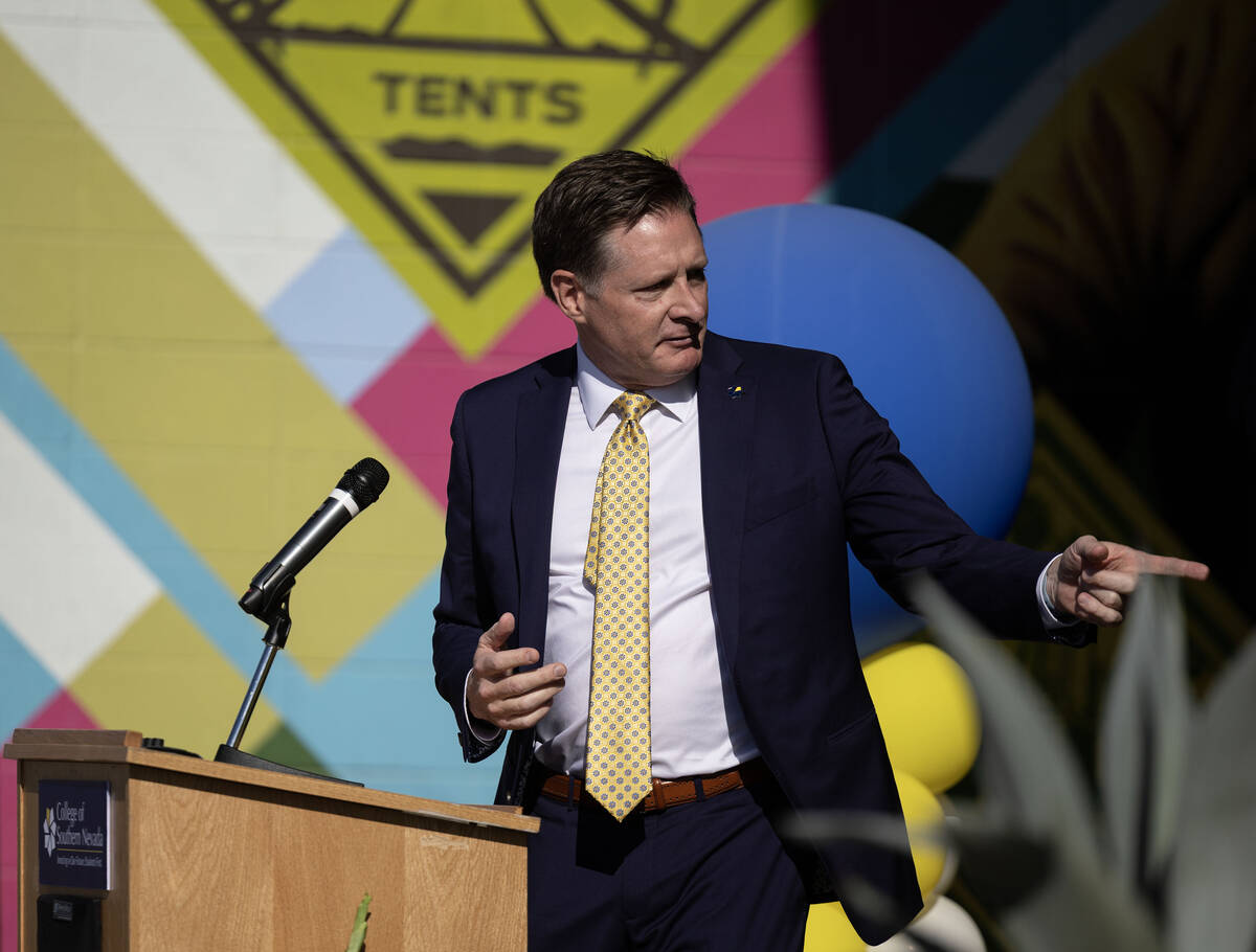 Nevada System of Higher Education Chancellor Matt McNair speaks during a ribbon cutting ceremon ...