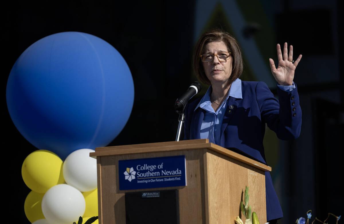 Sen. Catherine Cortez Masto (D-Nev.) speaks during a ribbon cutting ceremony hosted by the city ...