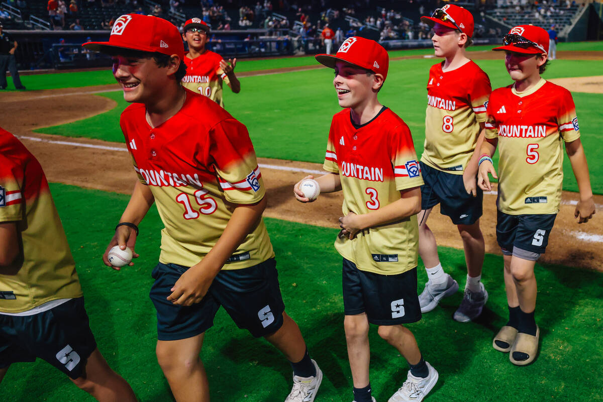 Summerlin South, the Little League U.S. Champions, are honored at a Las Vegas Aviators game at ...