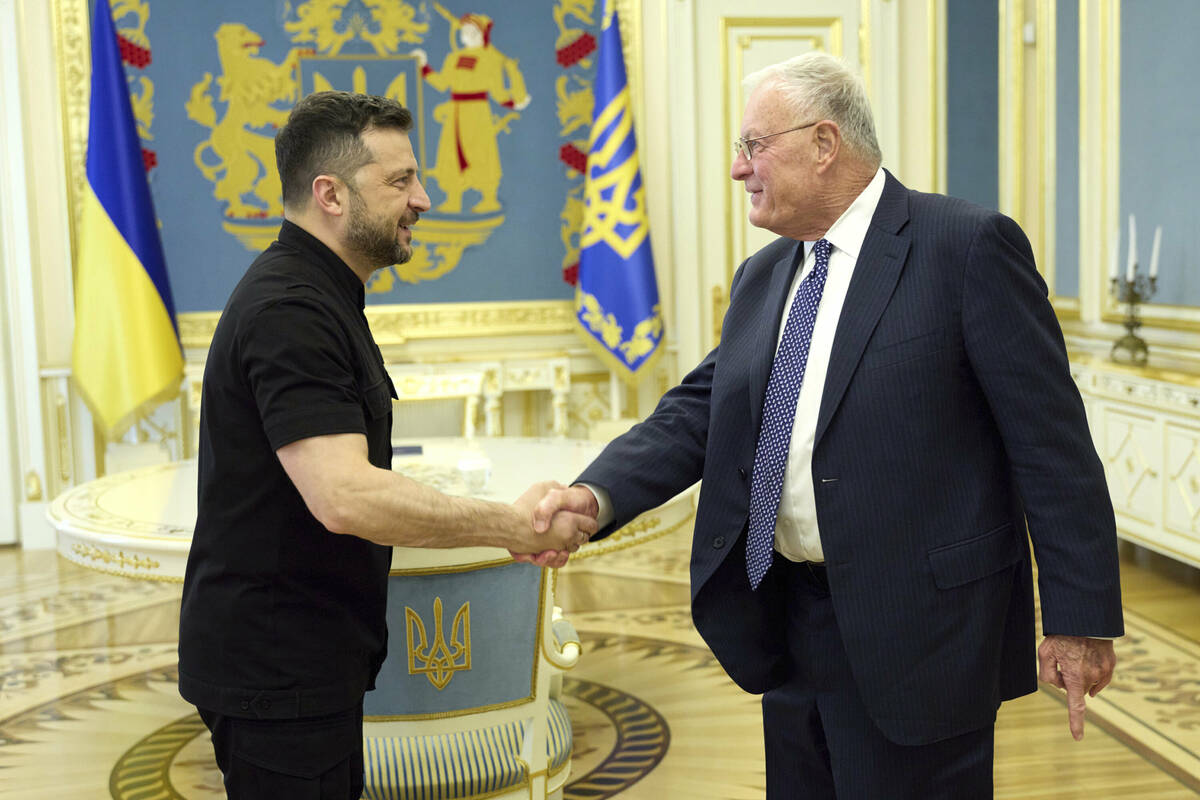 In this photo provided by the Ukrainian Presidential Press Office, Ukrainian President Volodymy ...