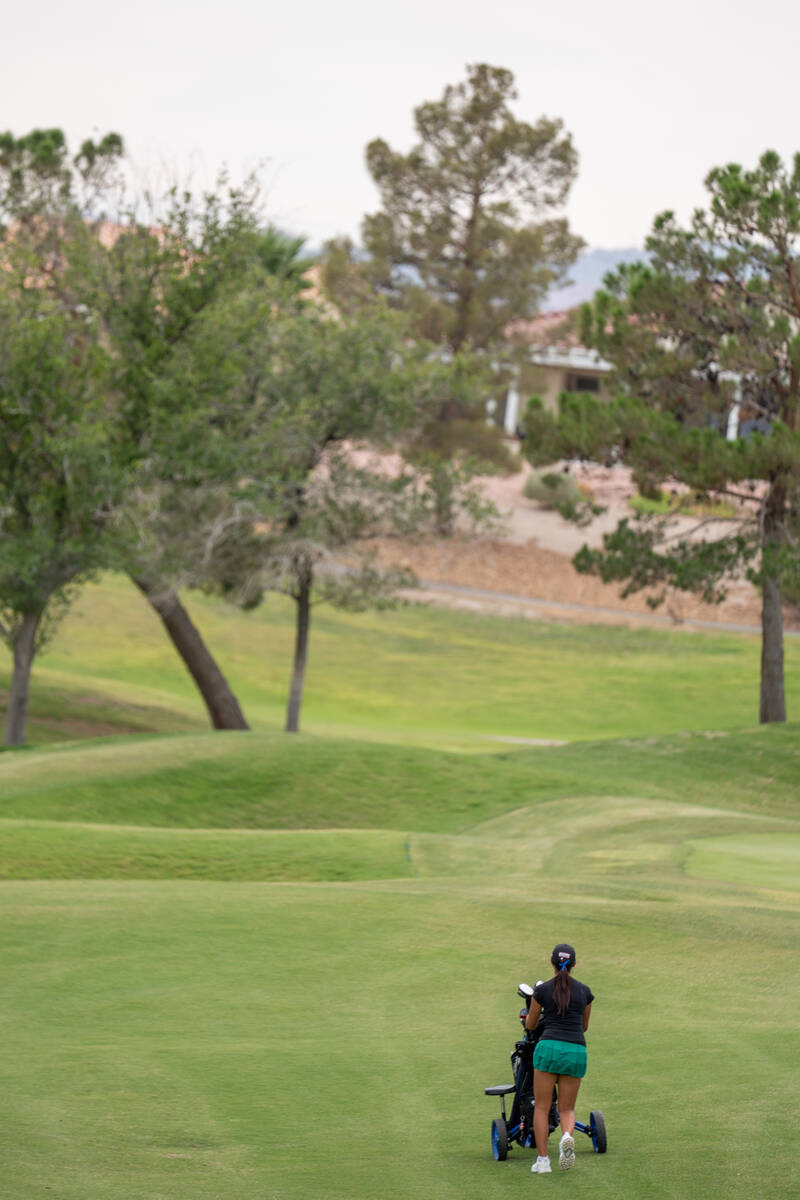 Palo Verde’s Chaemin Park walks to the next hole during a Class 5A Desert League girls g ...