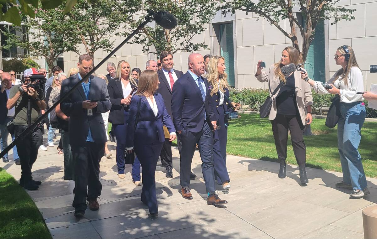 Mathew Bowyer, a Southern California bookmaker, emerges from the U.S. District Court building i ...