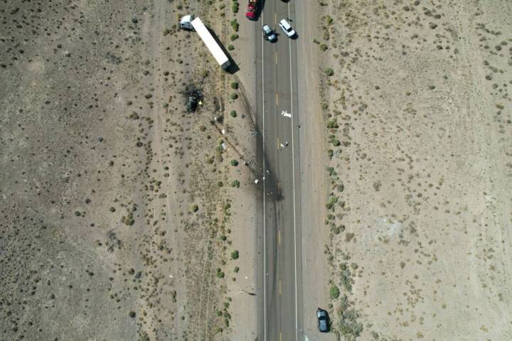 The scene of a fatal crash on U.S. 95 near Goldfield. (Nevada Highway Patrol)