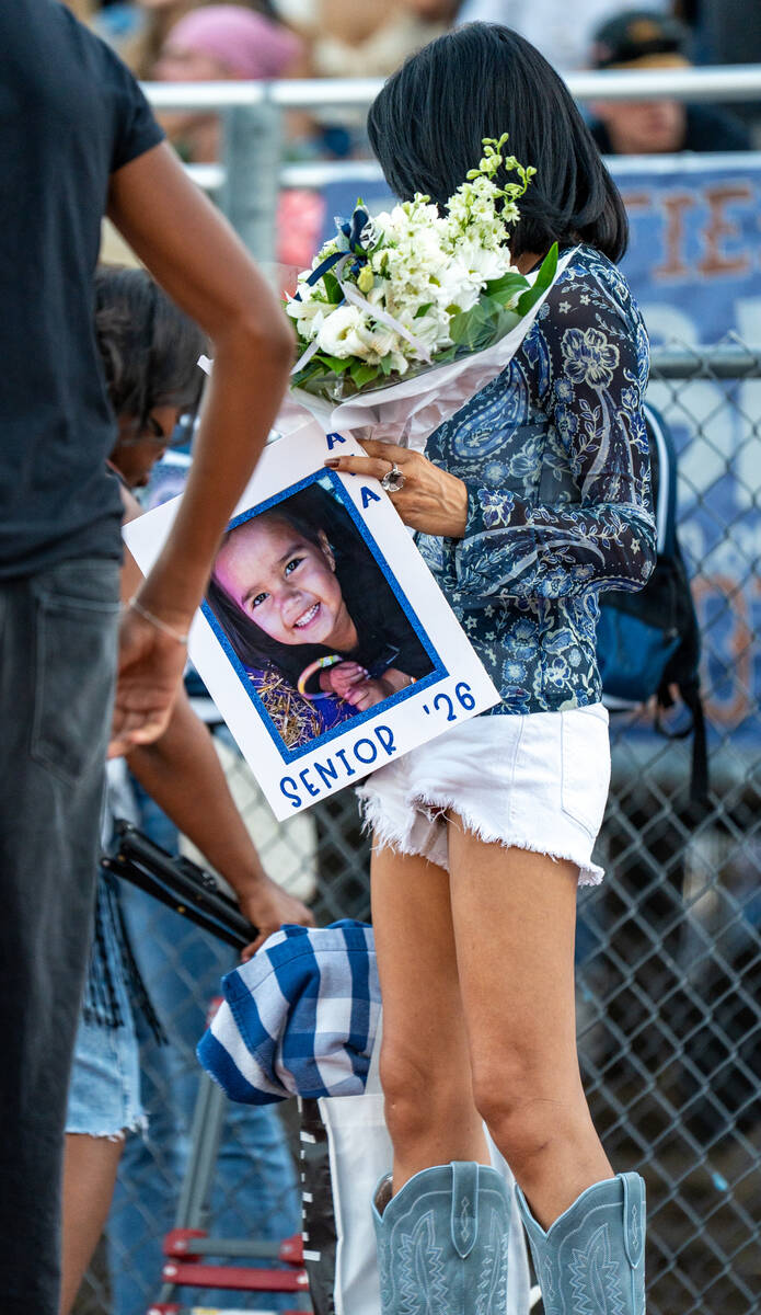 Shadow Ridge celebrated senior night during halftime of a football game between Shadow Ridge an ...