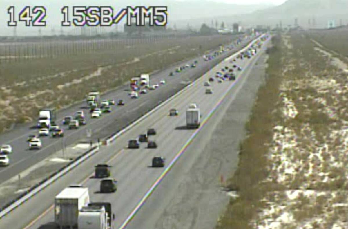 Traffic is seen on Interstate 15 near Primm on Sept. 1, 2025. (RTC)