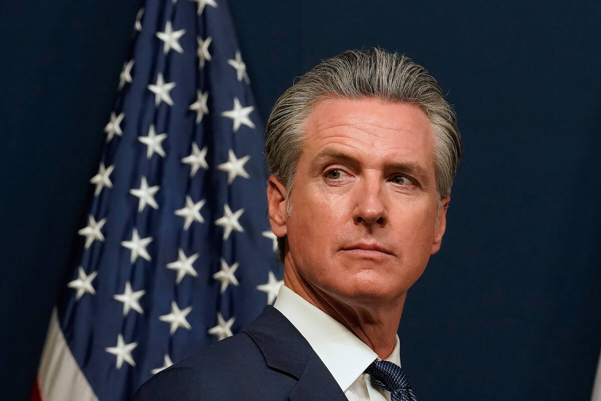 FILE - California Gov. Gavin Newsom at a press conference to discuss the measures to redraw the ...