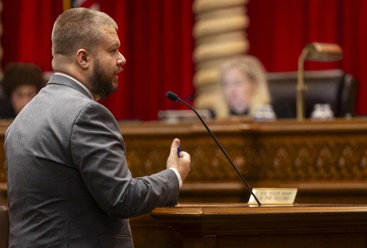 J. Gregory Cloward, representing Nevada state engineer Adam Sullivan, speaks before the Nevada ...