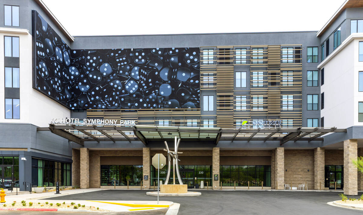 The front exterior of the new AC / Element Hotel Symphony Park on Tuesday, Sept. 2, 2025, in La ...