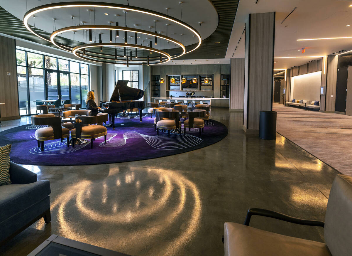 A piano lounge with bar in the Element within the new AC / Element Hotel Symphony Park on Tuesd ...