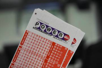 Powerball play slips are seen Friday, Aug. 29, 2025, in Nashville, Tenn. (AP Photo/George Walke ...