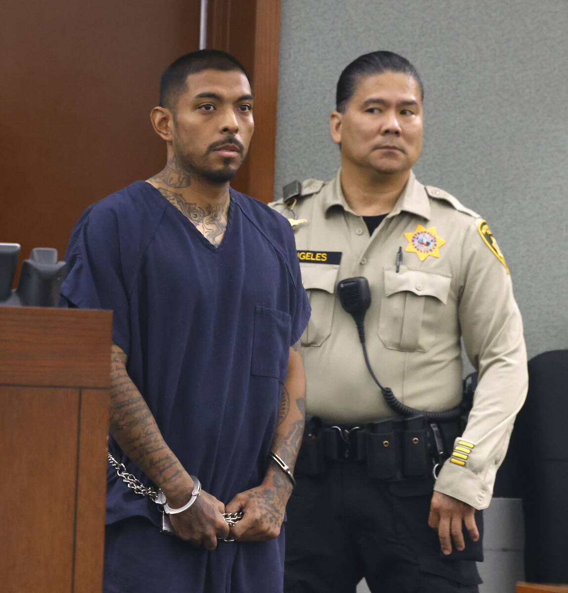 Erick Rangel-Ibarra, a suspect in the killing of Lesly Palacio, appears in court during a warra ...