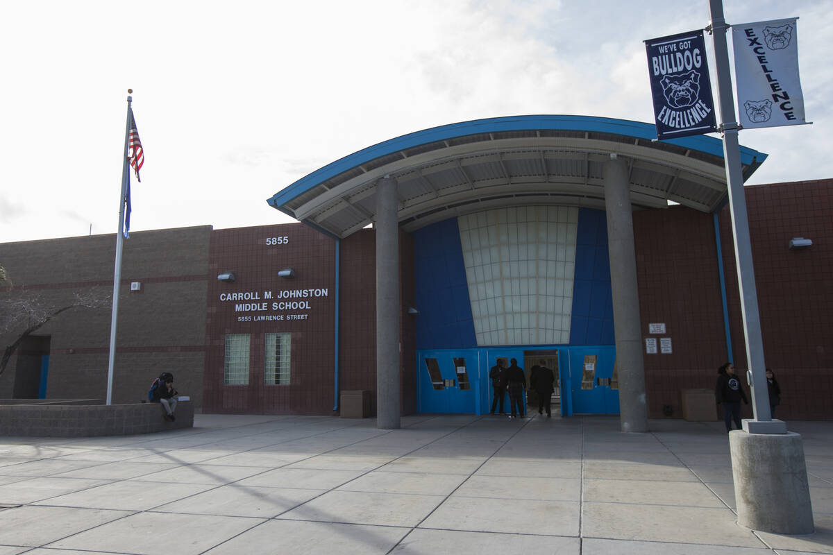 Johnston Middle School in North Las Vegas on Wednesday, Jan. 30, 2019. (Chase Stevens/Las Vegas ...