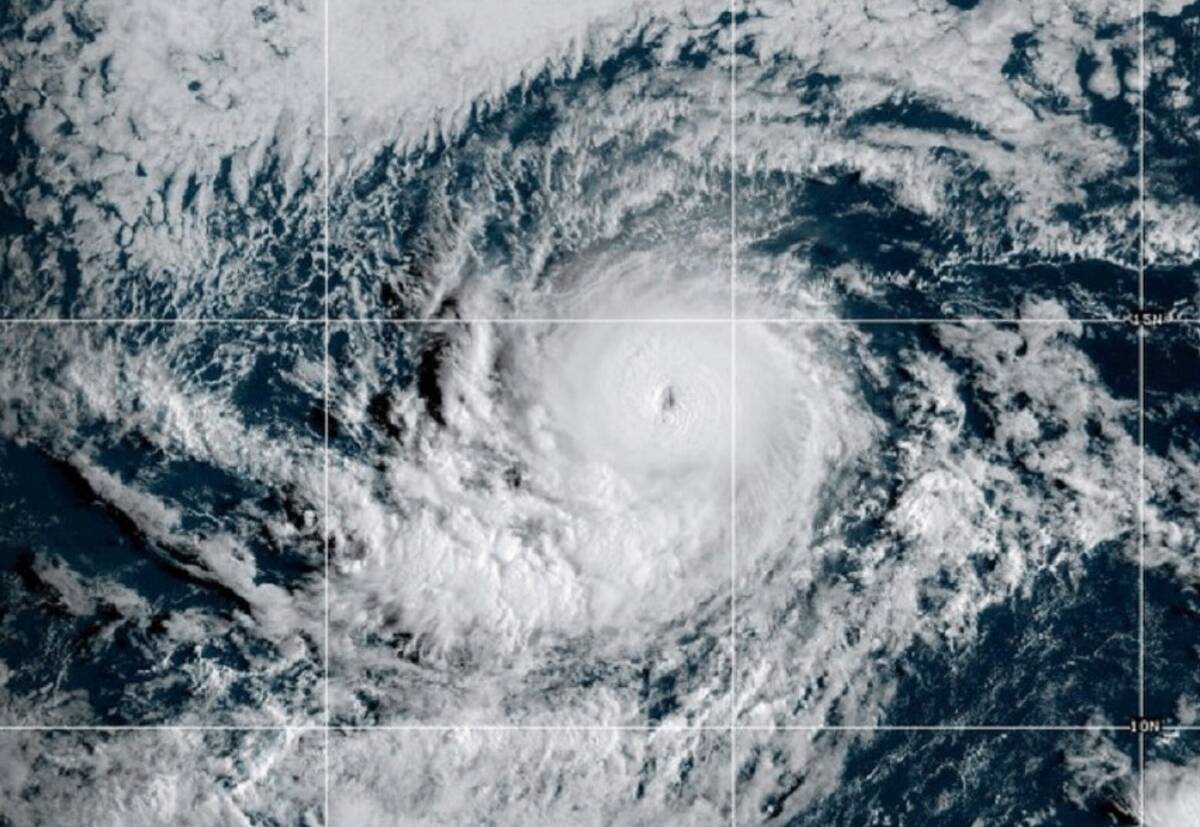 This satellite image provided by the National Oceanic and Atmospheric Administration (NOAA) sho ...