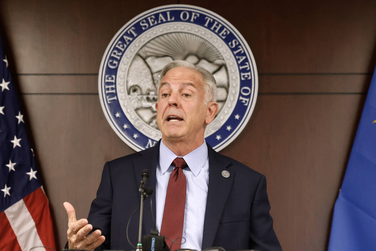 Gov. Joe Lombardo provides updates on Thursday, Sept. 4, 2025, during a news conference in Las ...