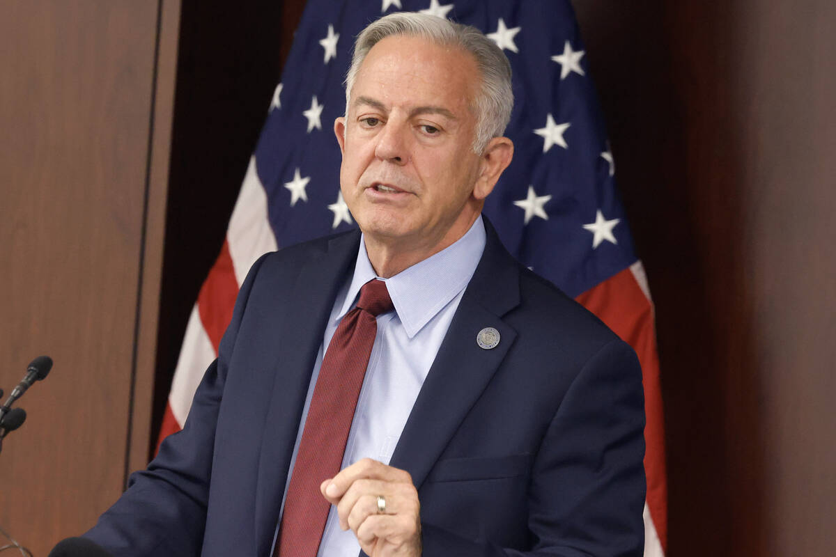 Gov. Joe Lombardo provides updates on Thursday, Sept. 4, 2025, during a news conference in Las ...