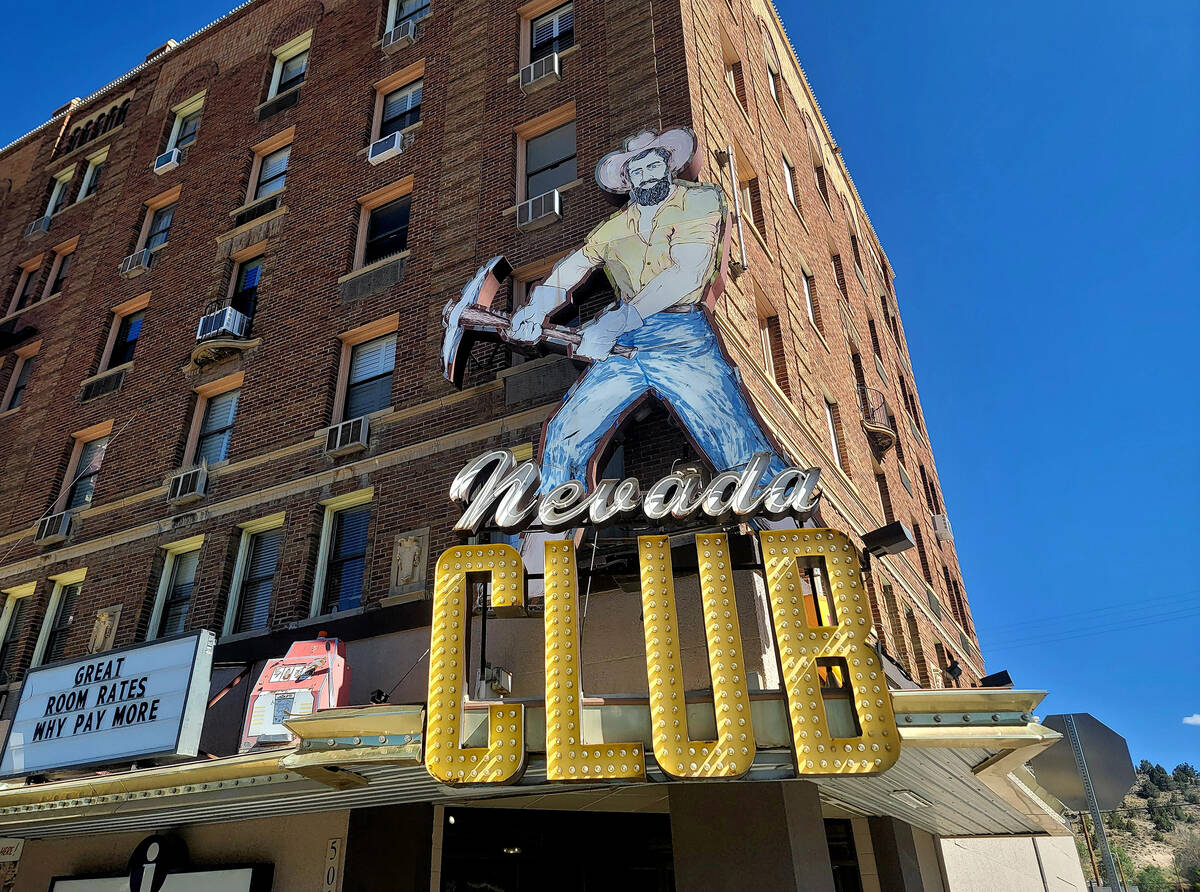 A Nevada Club sign reminds visitors of Ely’s mining history. (Natalie Burt)