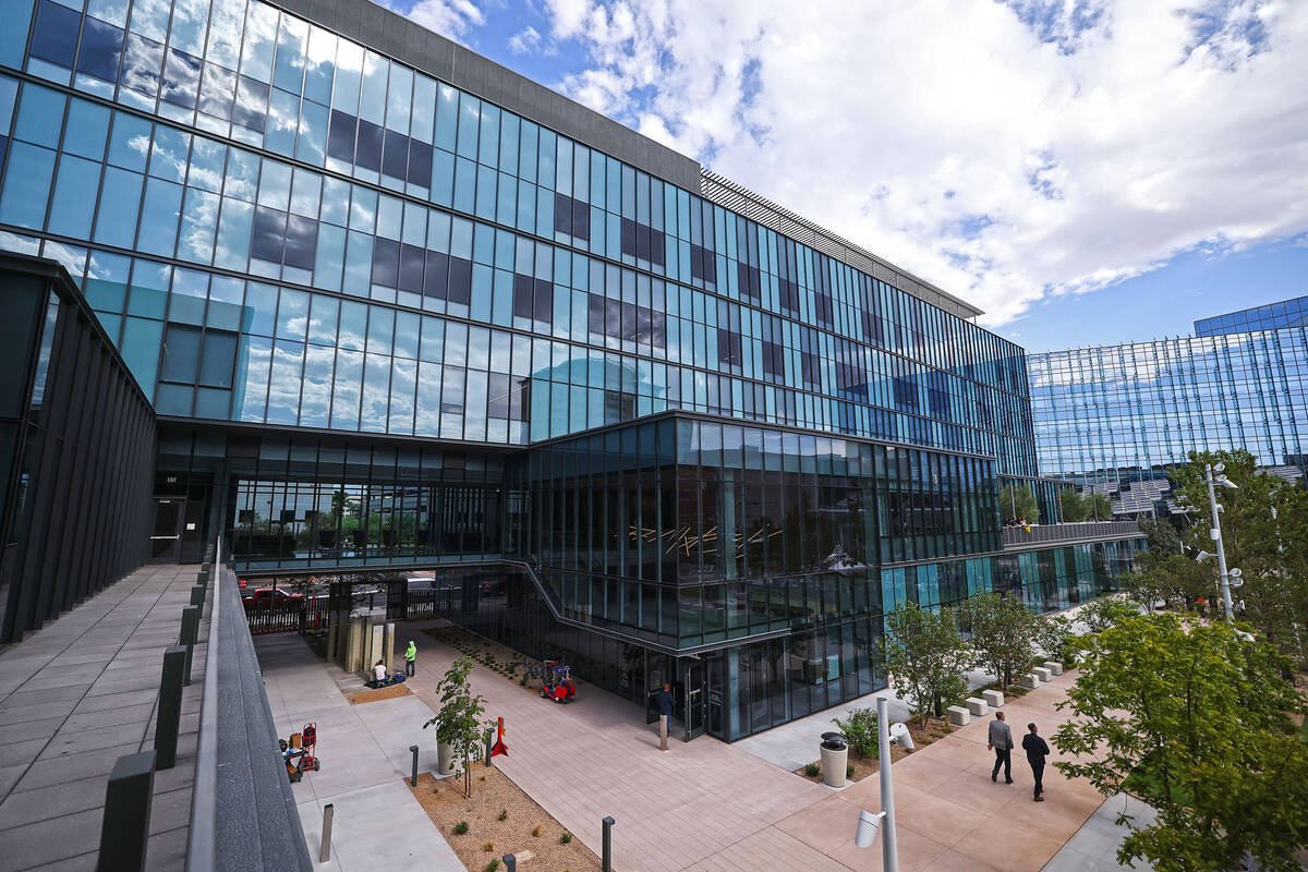 The new Las Vegas Civic Center and Carolyn G. Goodman Plaza is seen Thursday, Sept. 4, 2025 in ...