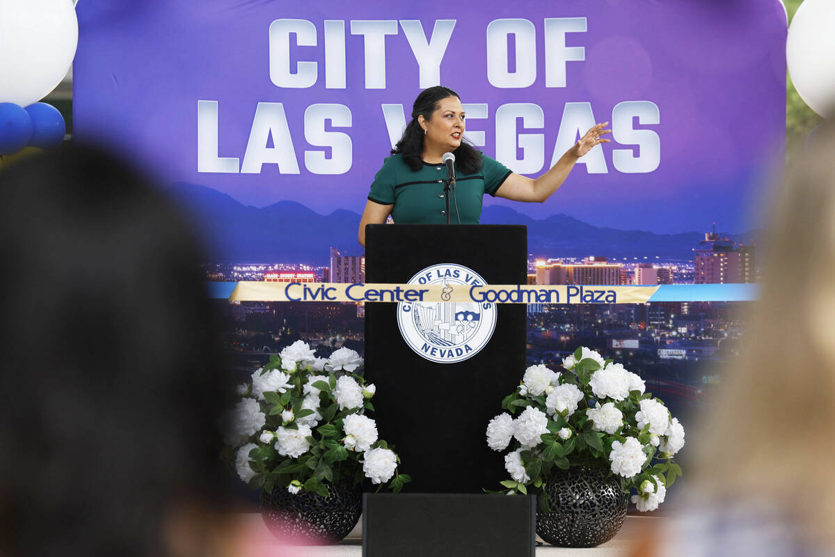 Las Vegas City Councilwoman Olivia Diaz speaks during a ribbon cutting ceremony celebrating the ...