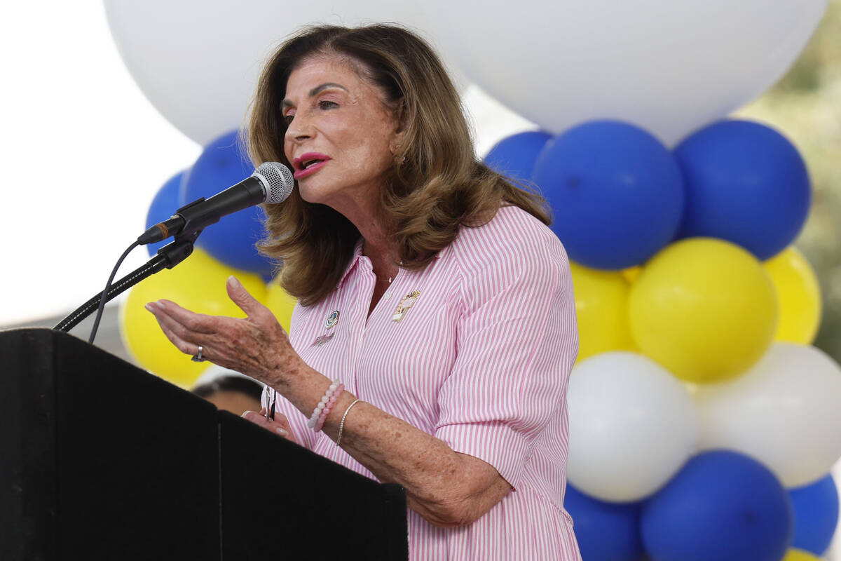 Las Vegas Mayor Shelley Berkley speaks during a ribbon cutting ceremony celebrating the new Las ...