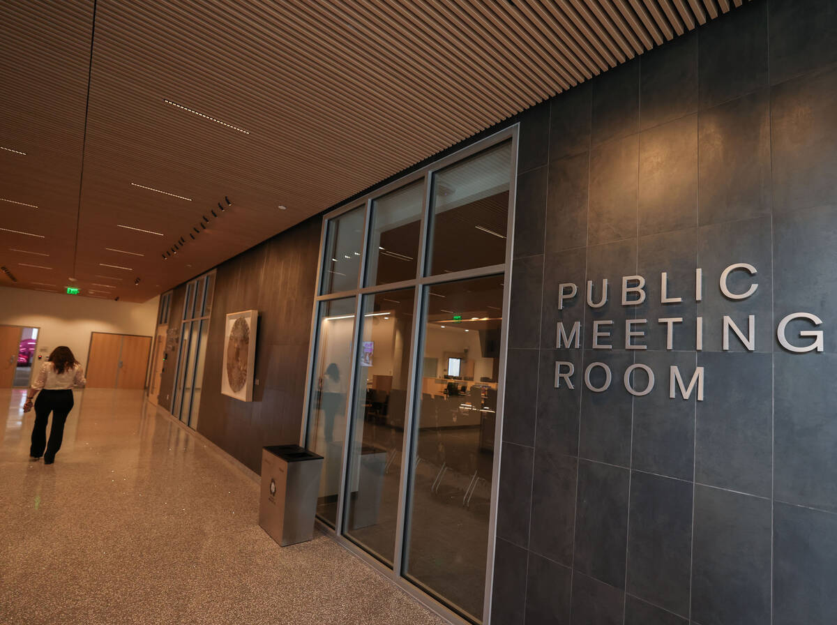 New public meeting space is previewed during a ribbon cutting ceremony celebrating the new Las ...