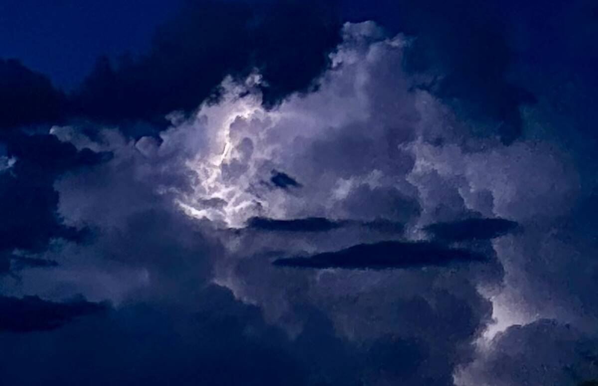 Lightning is seen over a northwest Las Vegas neighborhood on Friday, Sep. 6, 2025. (Traci Wilso ...