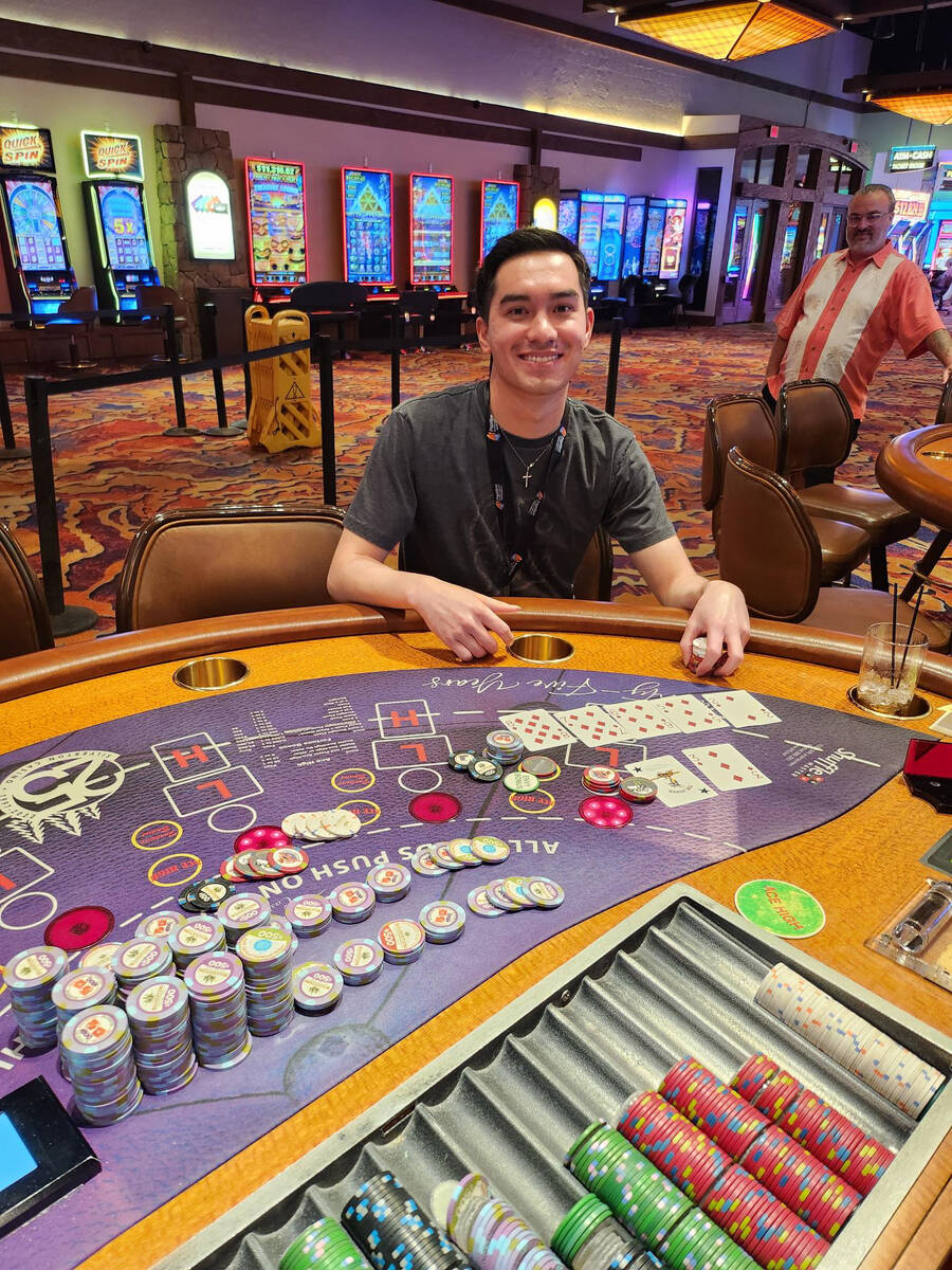 Zachary Stem of Las Vegas won $153,979 after hitting a 7-card straight flush on Face Up Pai Gow ...