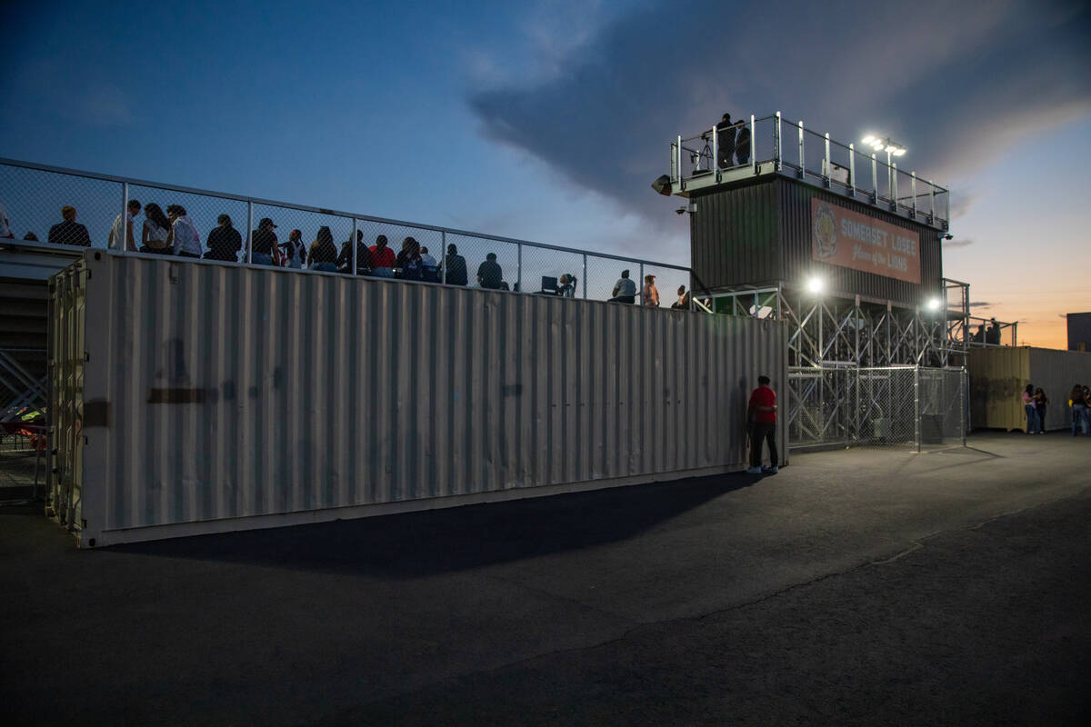 A view from behind the stands during a football game against Losee at Somerset Academy Losee Ca ...