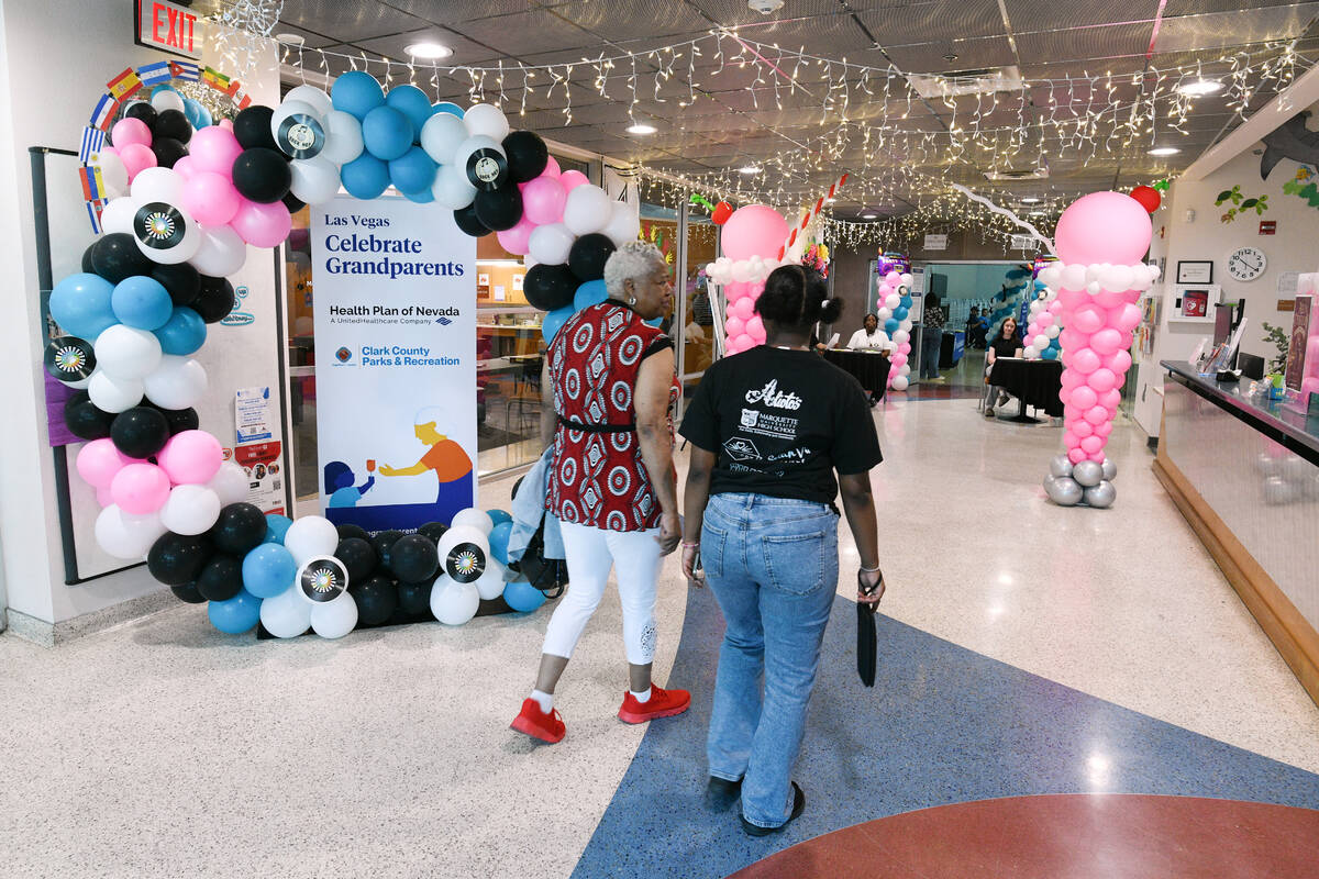Joan Green, left, arrives with her granddaughter Brooklyn Wiley for an event to celebrate Grand ...