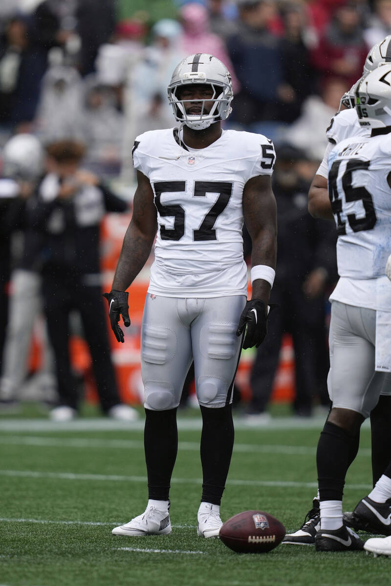 Las Vegas Raiders linebacker Germaine Pratt (57) during the first half of an NFL football game ...