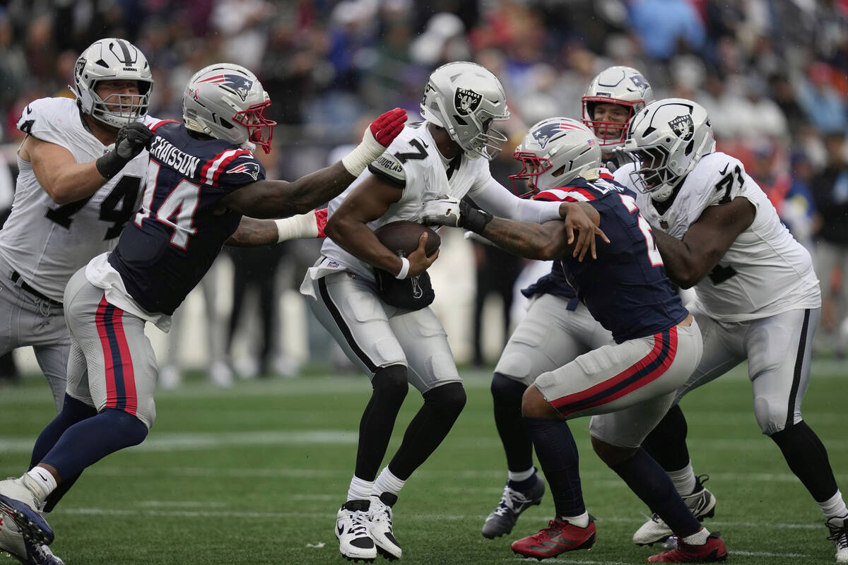 New England Patriots linebacker K'Lavon Chaisson (44) and New England Patriots linebacker ...