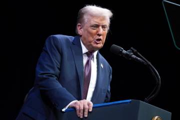 President Donald Trump speaks to the White House Religious Liberty Commission during an event a ...