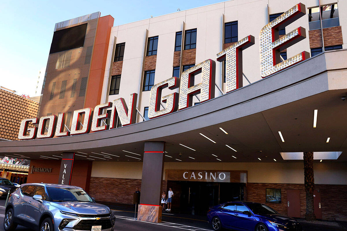 The Golden Gate hotel-casino is seen in downtown Las Vegas, on Sunday, Sept. 7, 2025. (Bizuay ...