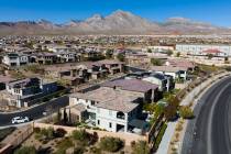 An aerial view of homes at Sarasota, a community planned in The Paseos of Summerlin, on Thursda ...
