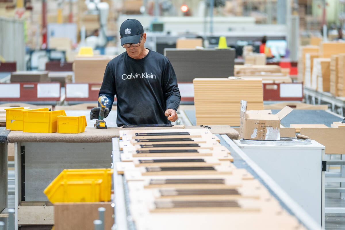 The factory floor of Foliot Furniture manufacturing plant in Las Vegas July 24, 2025. The facil ...