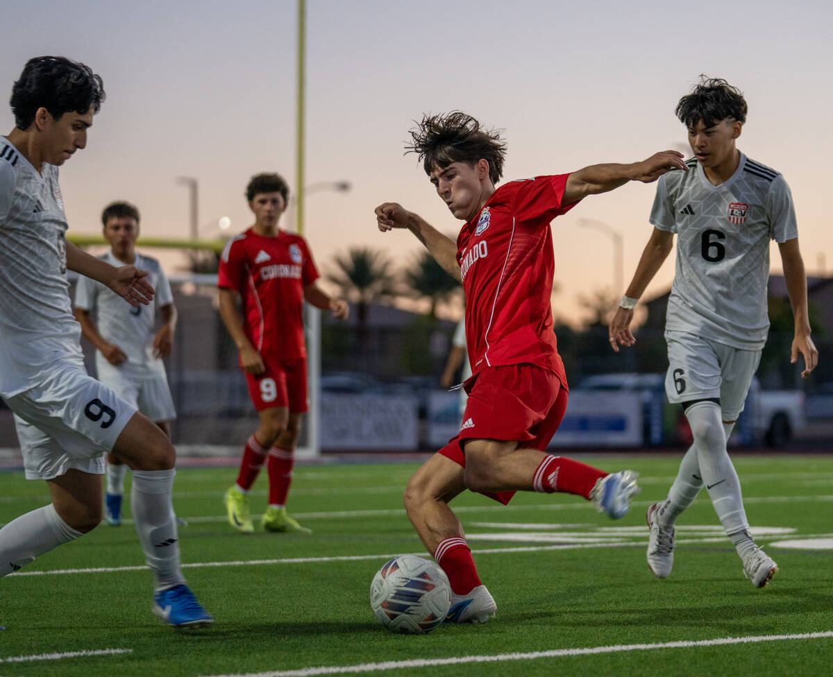 Coronado defeated Las Vegas 8-0 in a soccer match at Coronado High School in Henderson on Sept. ...