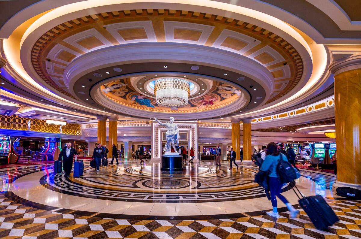 The entrance and dome within Caesars Palace on Thursday, Feb. 13, 2025 in Las Vegas. (L.E. Bask ...