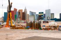 Construction is underway for the new Las Vegas Athletics $2 billion Strip ballpark at the site ...