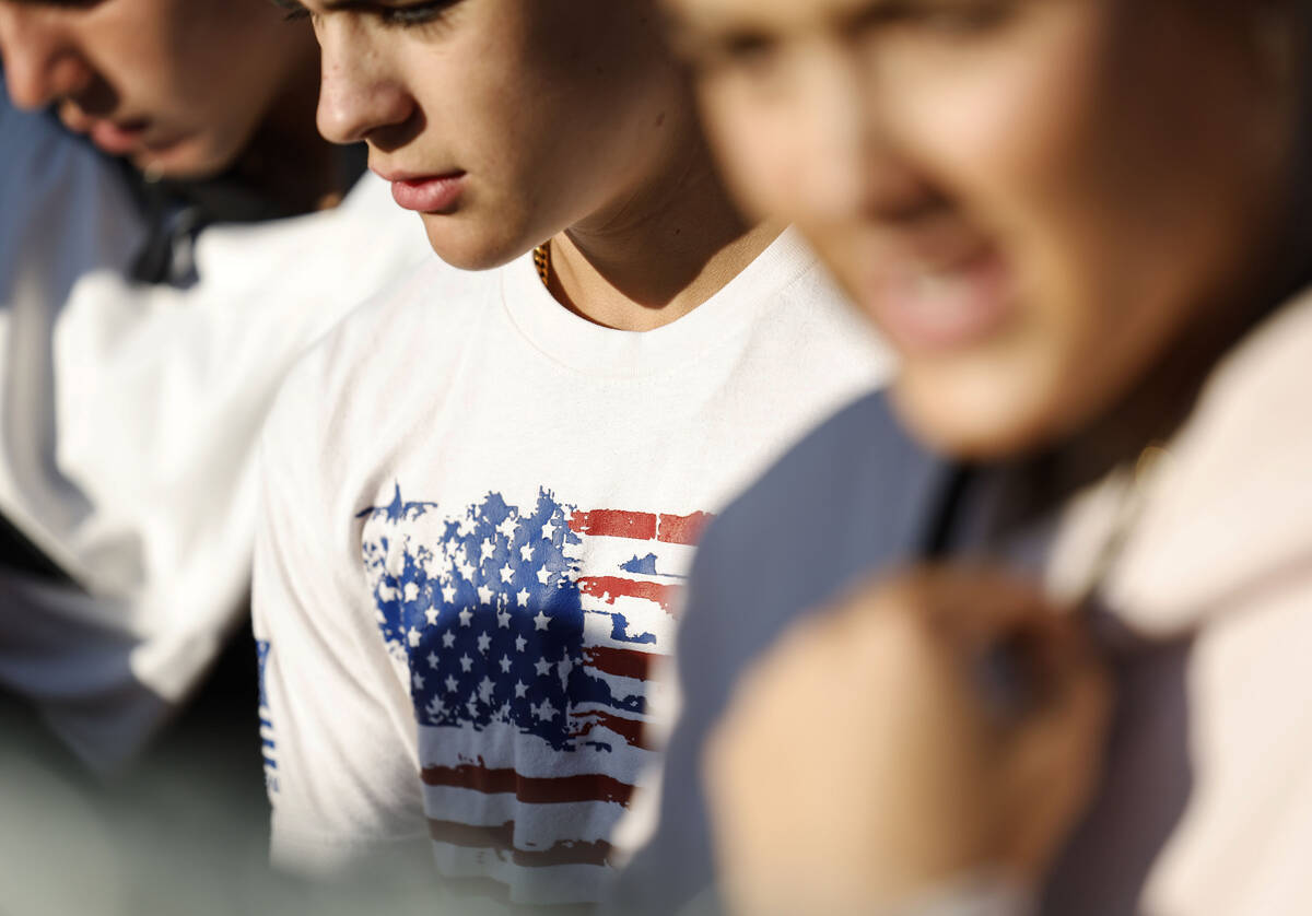 Palo Verde students listen to a speaker during the school’s annual 9/11 memorial honorin ...