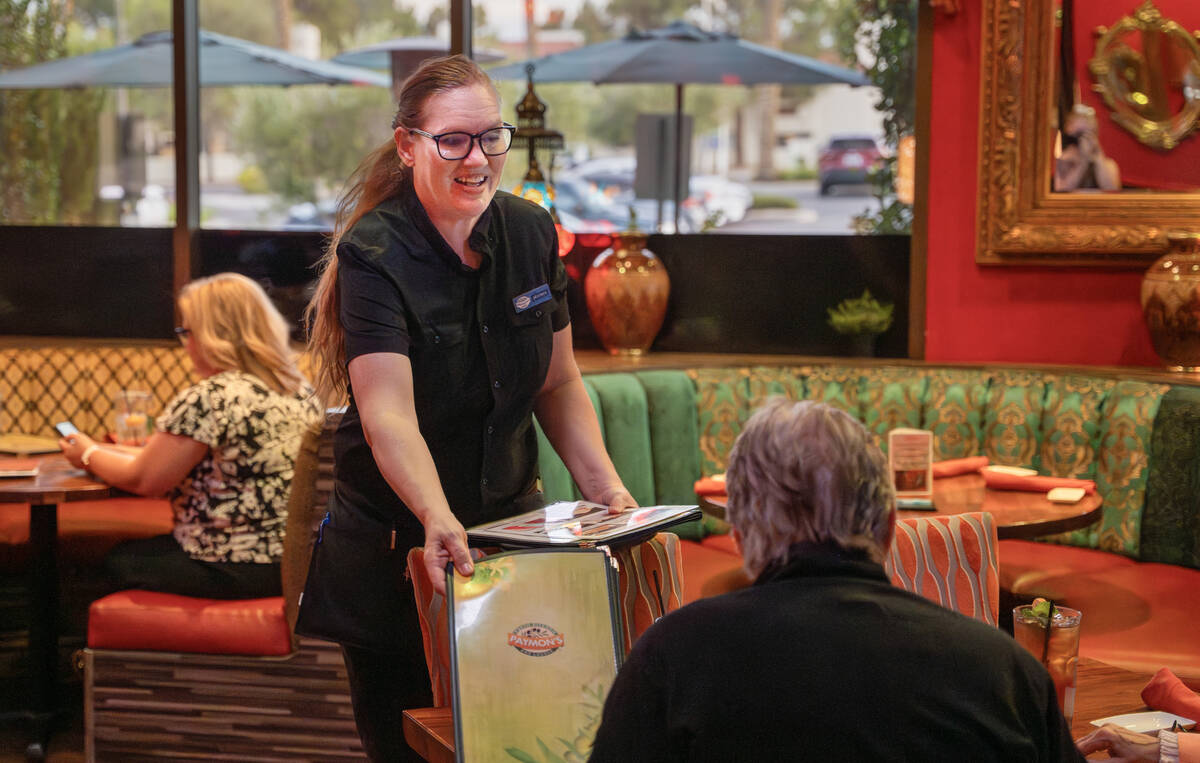 Heather Hyte waits on table at Paymon’s Fresh Kitchen and Lounge Wednesday night in Las ...