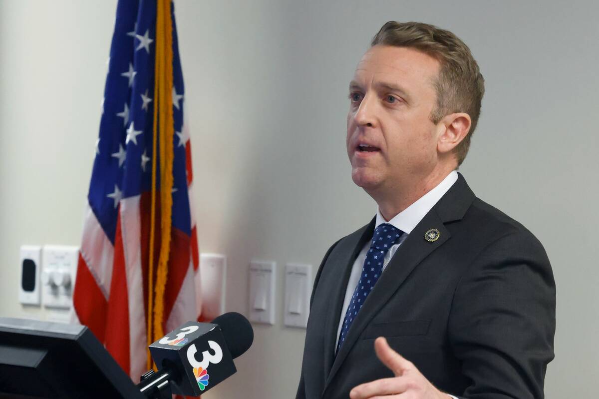 Spencer Evans, special agent in charge of the FBI's Las Vegas division, speaks during a press c ...