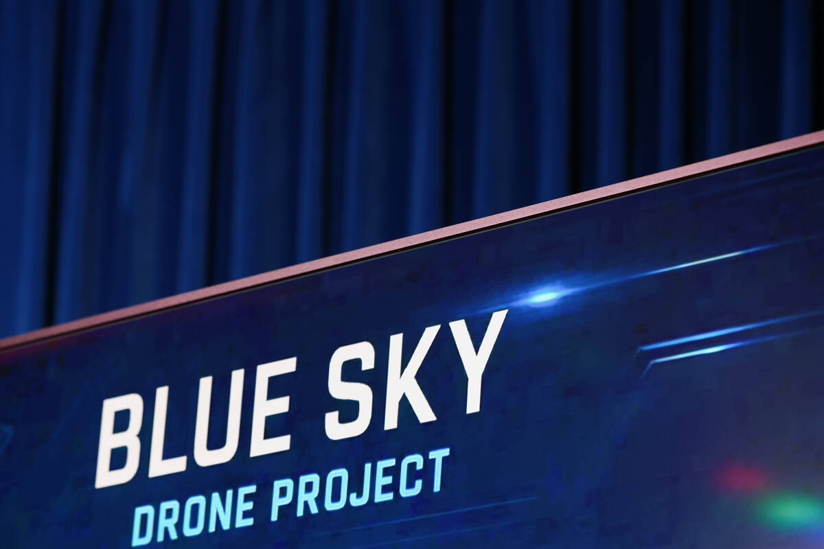 The title of the Metropolitan Police Department’s drone initiative project shows onscree ...