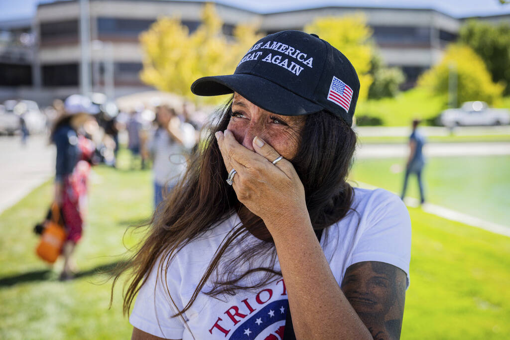 Allison Hemingway-Witty cries after Charlie Kirk is shot during Turning Point's visit to U ...