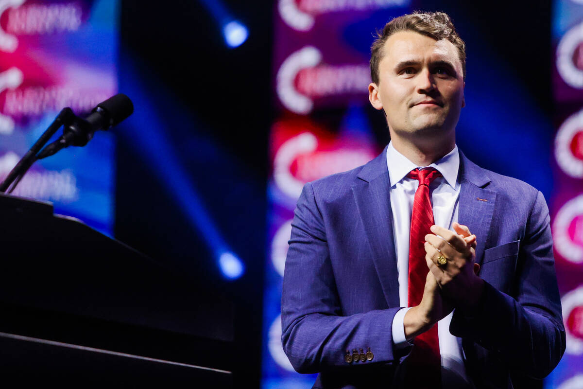 Conservative political activist Charlie Kirk speaks during Turning Point’s United for Ch ...