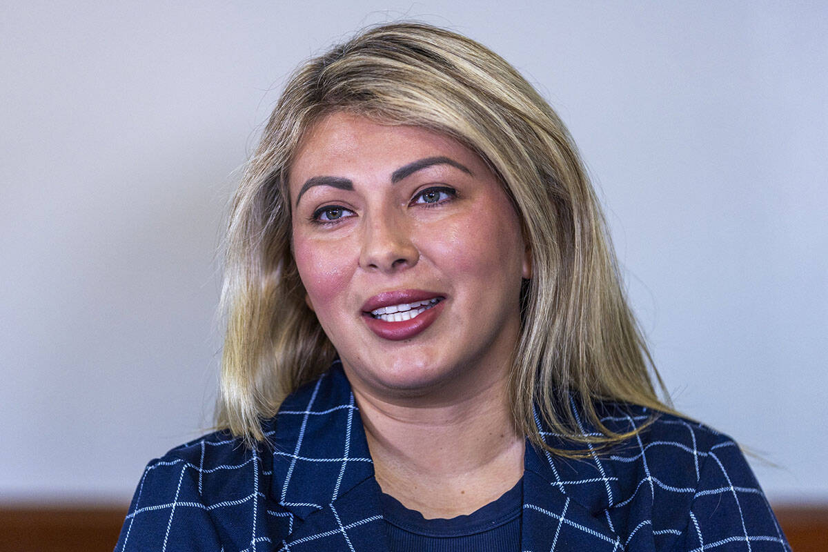 Congressional candidate Lydia Dominguez speaks on Wednesday, Sept. 10, 2025, in Las Vegas. (L. ...