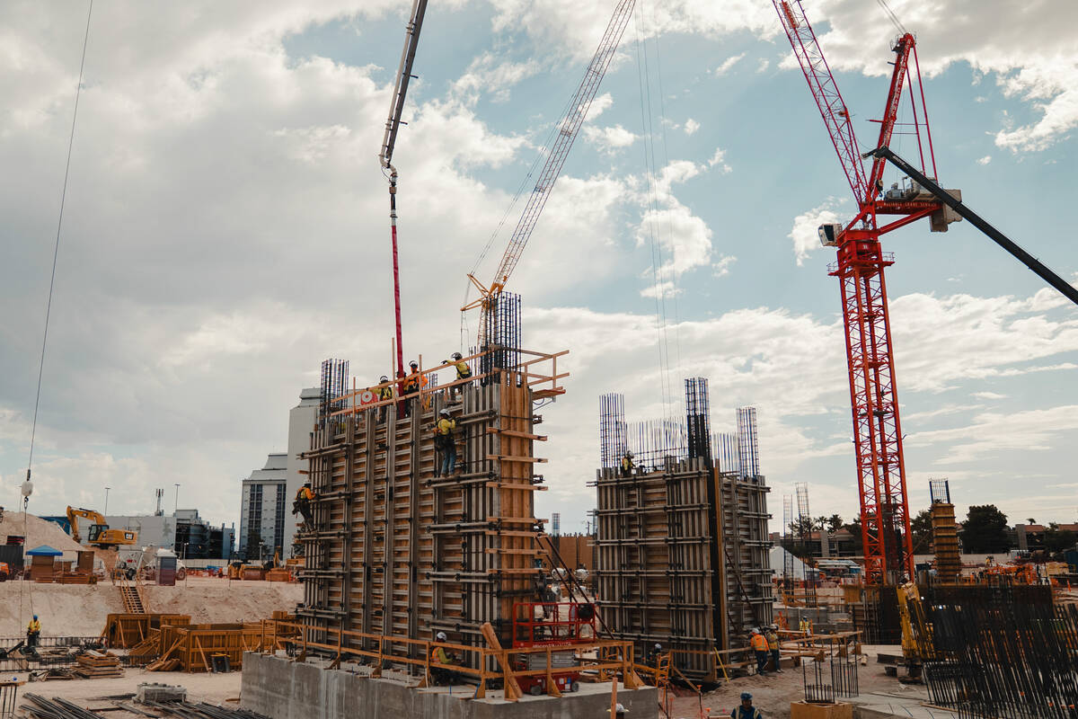 Construction continues on the A’s ballpark site Tuesday, Sept. 9, 2025 in Las Vegas. (Athletics)