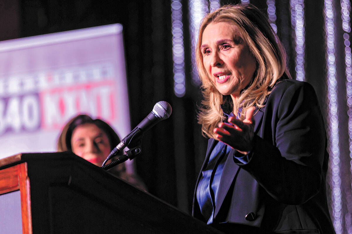 Councilwoman Victoria Seaman, right, speaks during a debate with former U.S. Rep. Shelley Berkl ...