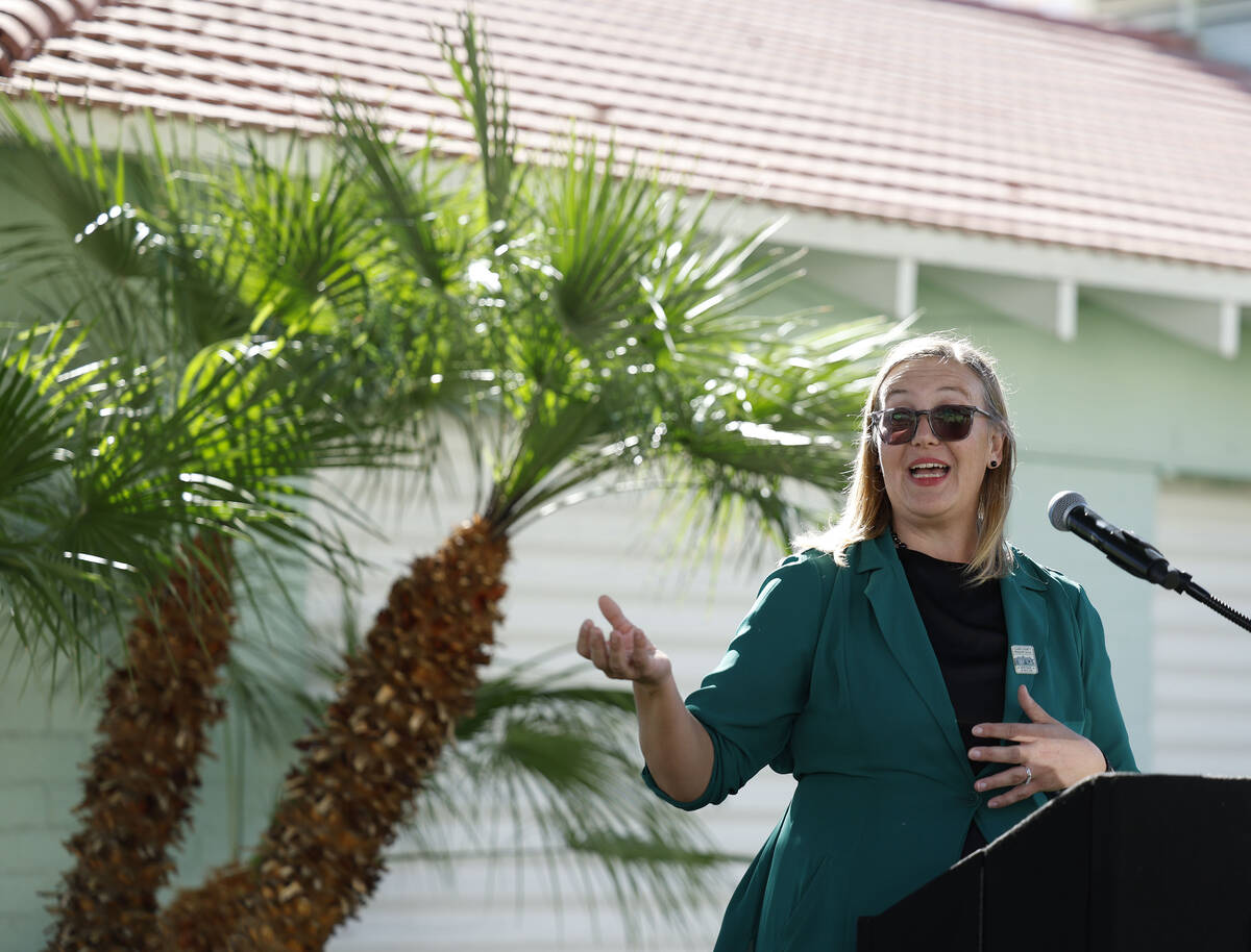 Clark County Museums Administrator Amber Culver speaks before the start of a tour of the Howard ...
