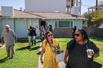 Guests complete the tour of the Howard Hughes 'Green House’ Wednesday, Sept. 10, 20 ...