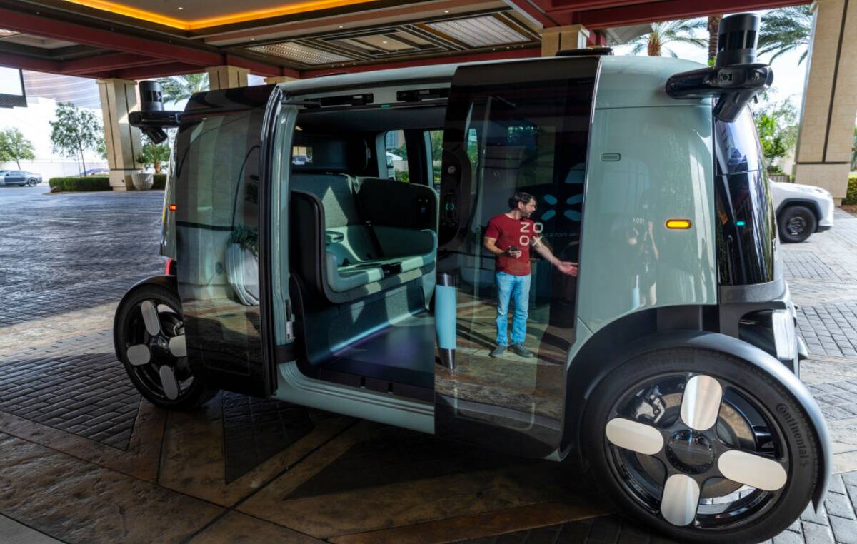 Zoox Co-Founder & CTO Jesse Levinson speaks before boarding to lead a tour from Resorts World t ...