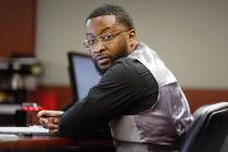 Christopher Walker scans the courtroom during the first day of his DUI trial in Las Vegas Justi ...